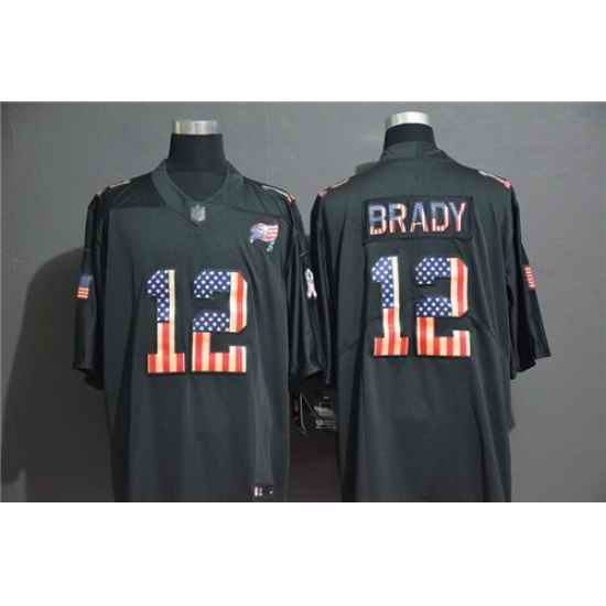 Buccaneers 12 Tom Brady Black USA Flag Fashion Vapor Limited Jersey